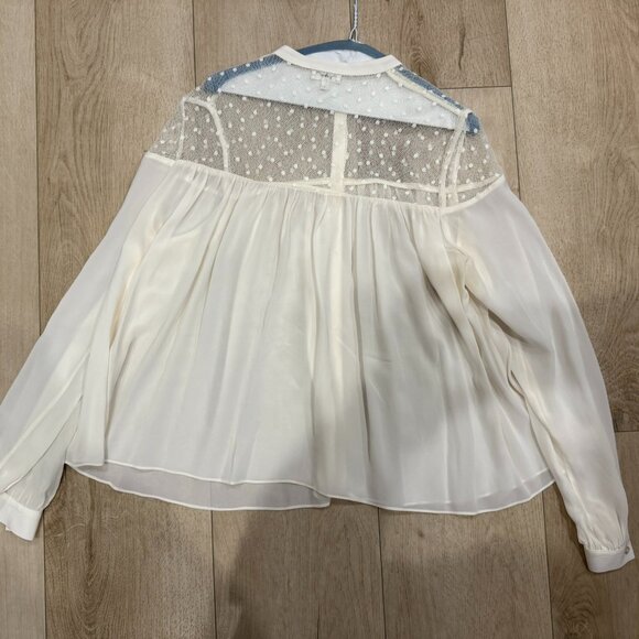 Aritzia Silk Blouse with Sheer lace mesh - Picture 2 of 6